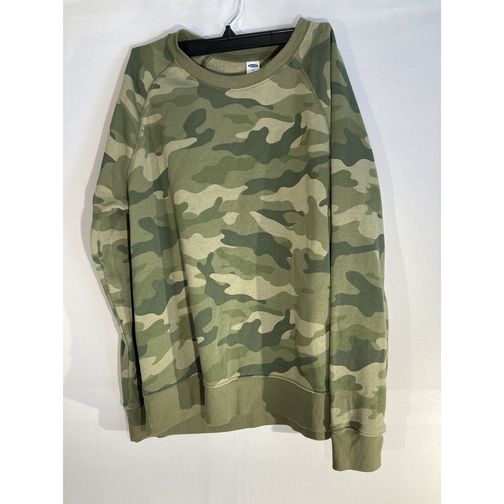 Old Navy Camouflage Crewneck Sweatshirt Womens M Green Camo Raglan Fleece